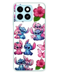 Чехол для ZTE Blade A55 с картинкой «Стикеры Stitch и Angel»