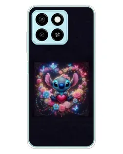Чехол для ZTE Blade A55 с картинкой «Stitch в цветах»
