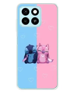 Чехол для ZTE Blade A55 с картинкой «Stitch и Angel Love»