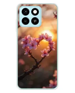 Чехол для ZTE Blade A55 с картинкой «Розовый цвет сердце на фоне заката» Чехол для ZTE Blade A55 с картинкой «Розовый цвет сердце на фоне заката»