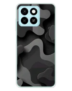 Чехол для ZTE Blade A55 с картинкой «Темный абстрактный камуфляж»