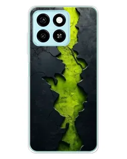 Чехол для ZTE Blade A55 с картинкой «Салатовый разлом скалы»