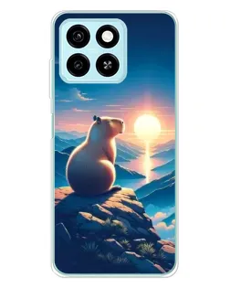 Чехол для ZTE Blade A55 с картинкой «Закат солнца с капибарой» Чехол для ZTE Blade A55 с картинкой «Закат солнца с капибарой»