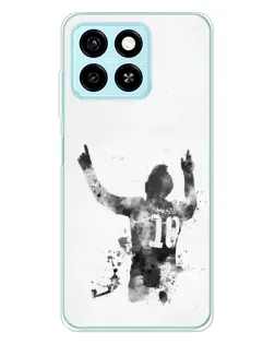 Чехол для ZTE Blade A55 с картинкой «Черно-белый силуэт Месси» Чехол для ZTE Blade A55 с картинкой «Черно-белый силуэт Месси»