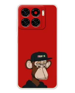 Чехол для ZTE Blade A56 с картинкой «Bored Ape — красный фон» Чехол для ZTE Blade A56 с картинкой «Bored Ape — красный фон»