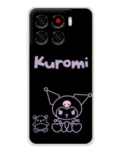 Чехол для ZTE Blade A56 с картинкой «Kuromi — черный минимализм»