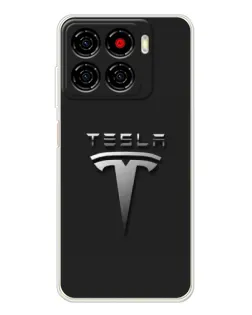 Чохол для ZTE Blade A56 з картинкою «Сталевий логотип Tesla»