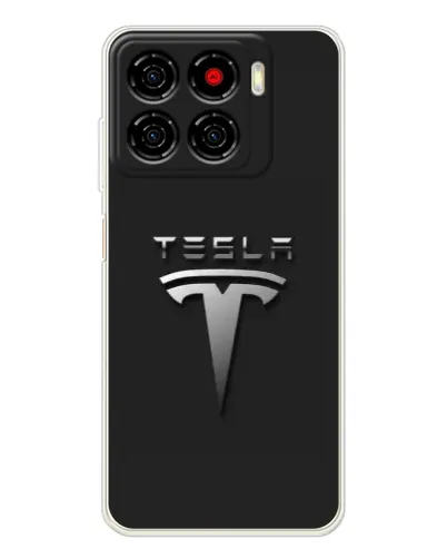 Чехол для ZTE Blade A56 с картинкой «Стальной логотип Tesla»