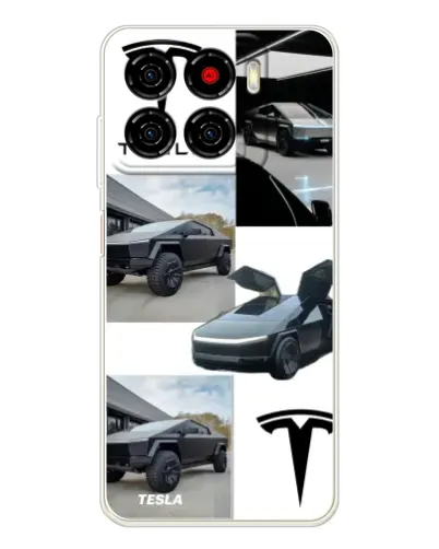 Чехол для ZTE Blade A56 с картинкой «Коллаж Cybertruck Tesla»