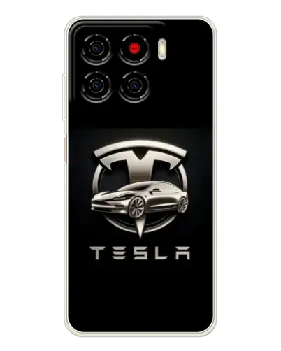 Чехол для ZTE Blade A56 с картинкой «Tesla — серебристое авто»