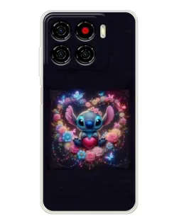 Чехол для ZTE Blade A56 с картинкой «Stitch в цветах»