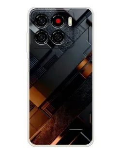 Чехол для ZTE Blade A56 с картинкой «Черные геометрические блоки»