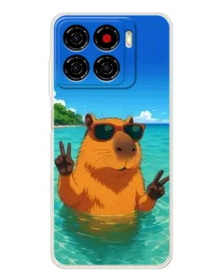 Чехол для ZTE Blade A56 с картинкой «Морская капибара»
