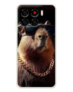 Чехол для ZTE Blade A56 с картинкой «Капибара золотая цепь»