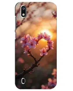 Чехол для ZTE Blade A7 (2019) с картинкой «Розовый цвет сердце на фоне заката»