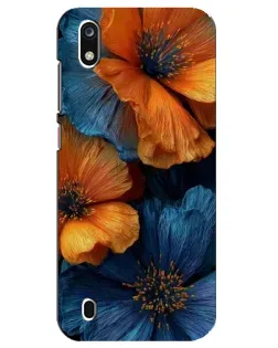 Чехол для ZTE Blade A7 (2019) с картинкой «Яркая сине-оранжевая флора»