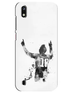 Чехол для ZTE Blade A7 (2019) с картинкой «Черно-белый силуэт Месси»