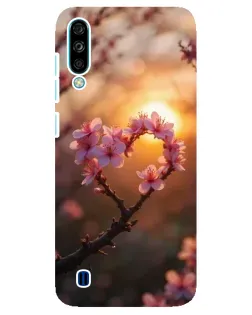 Чехол для ZTE Blade A7 (2020) с картинкой «Розовый цвет сердце на фоне заката»