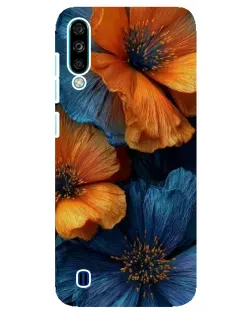 Чехол для ZTE Blade A7 (2020) с картинкой «Яркая сине-оранжевая флора»