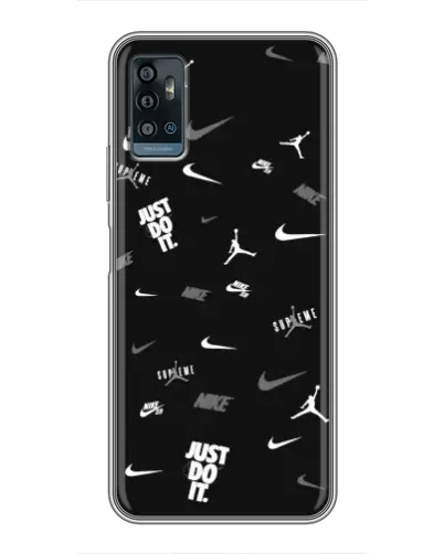 Чохол для ZTE Blade A71 з картинкою «Nike Black Pattern»