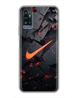 Чехол для ZTE Blade A71 с картинкой «Nike — эффект разломов»