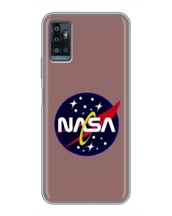 Чехол для ZTE Blade A71 с картинкой «NASA — ретро космос»