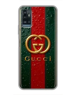 Чохол для ZTE Blade A71 з картинкою «Gucci — фірмова смуга та золото»