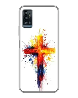 Чехол для ZTE Blade A71 с картинкой «Акварельный крест»