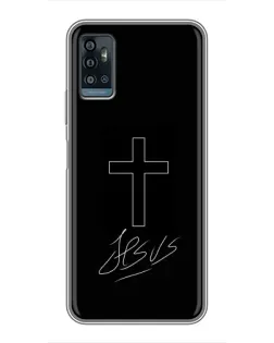 Чехол для ZTE Blade A71 с картинкой «Графический крест Jesus»