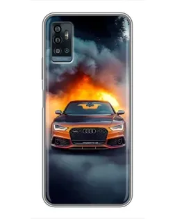 Чохол для ZTE Blade A71 з картинкою «Audi у вогняному диму»