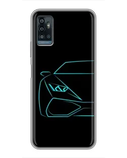 Чехол для ZTE Blade A71 с картинкой «Голубой силуэт Lamborghini» Чехол для ZTE Blade A71 с картинкой «Голубой силуэт Lamborghini»