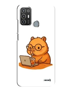 Чехол для ZTE Blade A72 с картинкой «Капибара с ноутбуком»