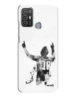 Чехол для ZTE Blade A72 с картинкой «Черно-белый силуэт Месси» Чехол для ZTE Blade A72 с картинкой «Черно-белый силуэт Месси»