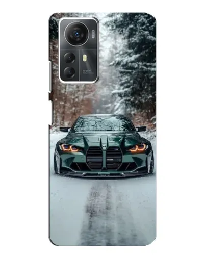 Чехол для ZTE Blade A72s с картинкой «BMW в зимнем лесу»
