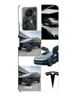 Чехол для ZTE Blade A72s с картинкой «Коллаж Cybertruck Tesla»