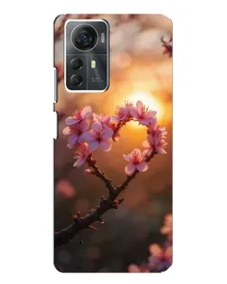 Чехол для ZTE Blade A72s с картинкой «Розовый цвет сердце на фоне заката»
