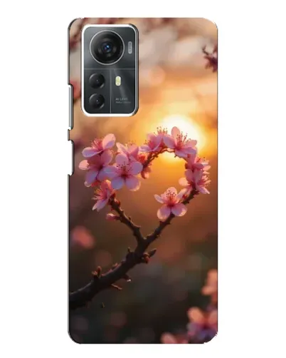 Чехол для ZTE Blade A72s с картинкой «Розовый цвет сердце на фоне заката»