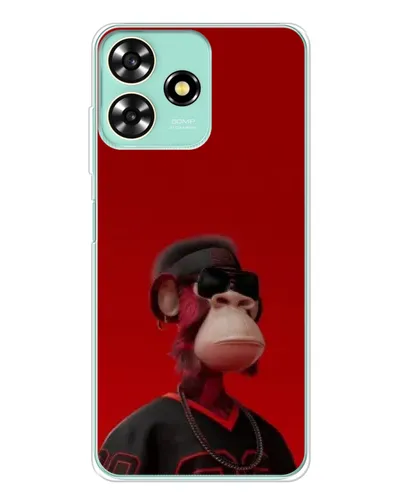 Чехол для ZTE Blade A73 с картинкой «Bored Ape в красном»