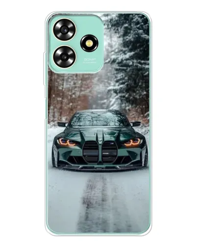 Чехол для ZTE Blade A73 с картинкой «BMW в зимнем лесу»