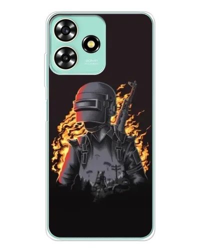 Чехол для ZTE Blade A73 с картинкой «PUBG — огненный силуэт»