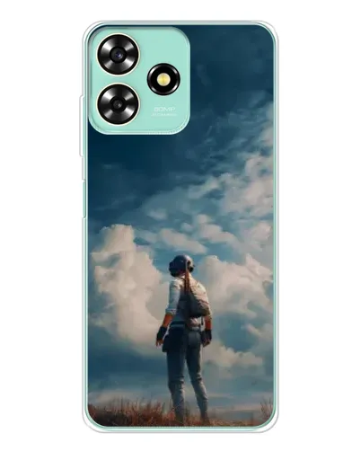 Чехол для ZTE Blade A73 с картинкой «Герой PUBG на скале»