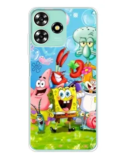 Чехол для ZTE Blade A73 с картинкой «Губка Боб и друзья»