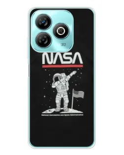 Чехол для ZTE Blade A75 с картинкой «NASA — шагаем по Луне»