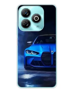 Чехол для ZTE Blade A75 с картинкой «Голубая BMW M4»