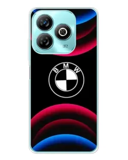 Чехол для ZTE Blade A75 с картинкой «Логотип BMW и неоновые дуги»
