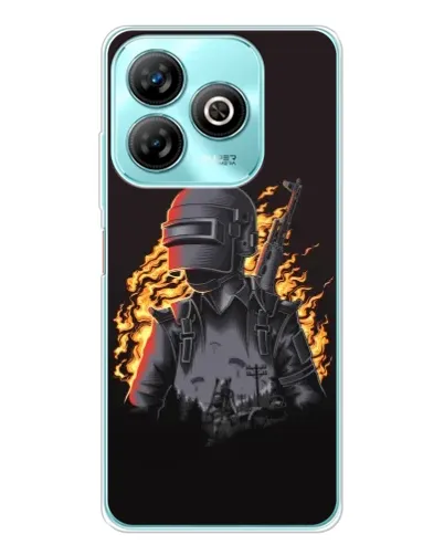 Чехол для ZTE Blade A75 с картинкой «PUBG — огненный силуэт»