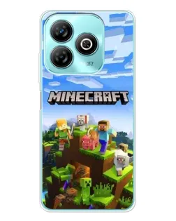 Чехол для ZTE Blade A75 с картинкой «Minecraft классический мир»