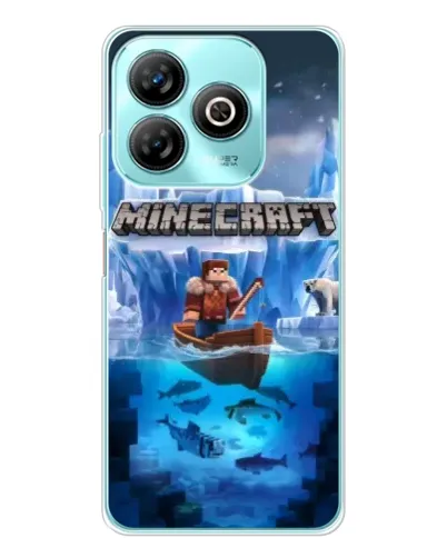 Чехол для ZTE Blade A75 с картинкой «Minecraft ледяной мир»