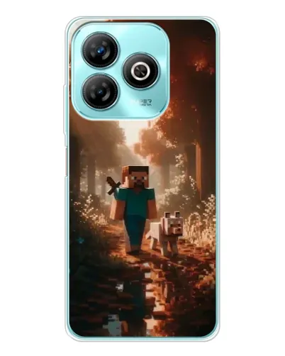 Чехол для ZTE Blade A75 с картинкой «Стив в лесу»