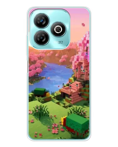 Чехол для ZTE Blade A75 с картинкой «Розовое дерево Minecraft»